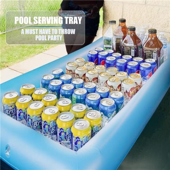 Inflatable Ice Serving Buffet Bar with Drain Plug - Blue Salad - Picture 2 of 5